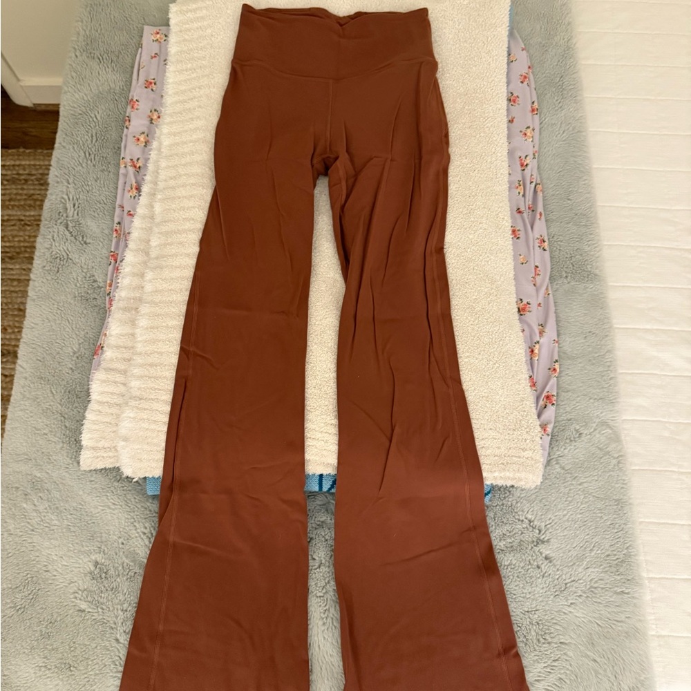 Lululemon high waisted auburn/caramel colored align flare leggings size 6